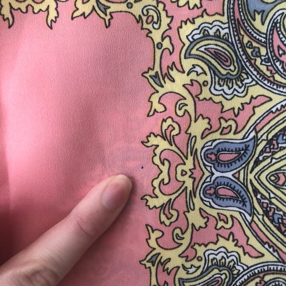 Pink & Teal Pastel Spring Paisley Floral Sleeveless Shift Blouse - Picture 8 of 9